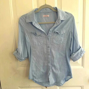 Simply Blessed Blue Button Down Shirt Sz M